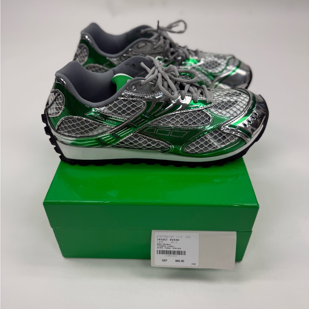 Bottega Veneta - Orbit Sneakers Silver and Green Sneakers - Picture 4 of 7